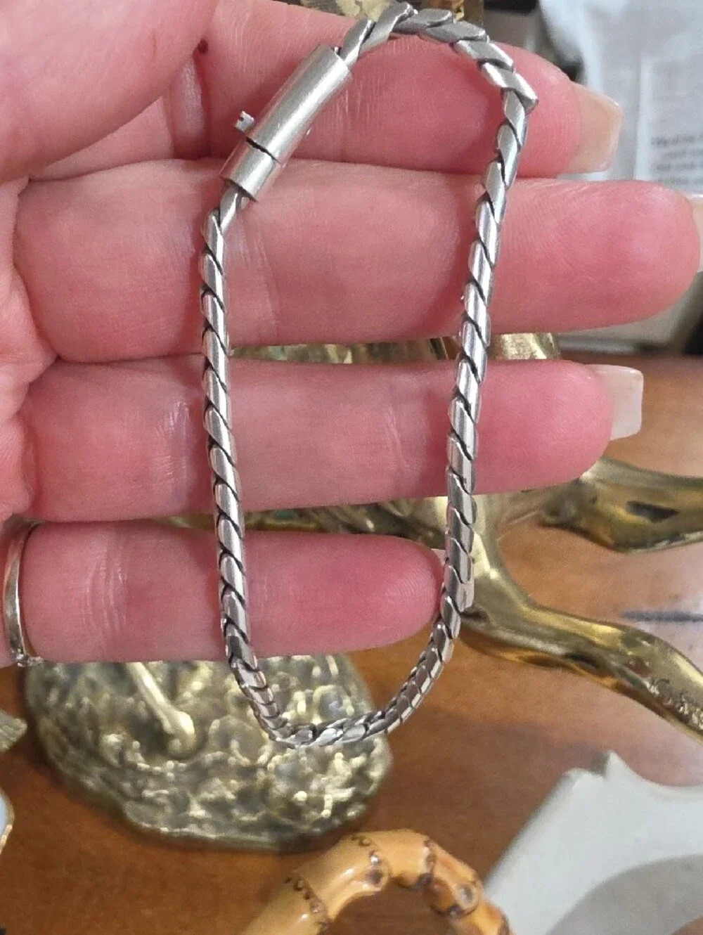 Sterling Silver 925 Twist Link Bracelet - Silver 8